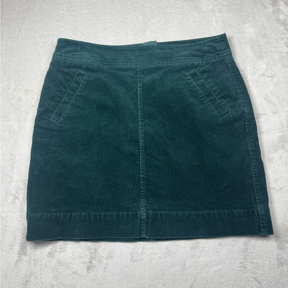 LOFT Dark Forest Green Corduroy A Line Academia Mini Skirt Size 6